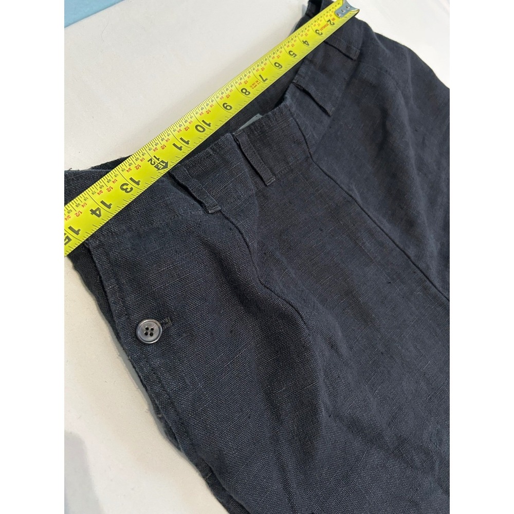Nygårdsanna Black French  Flax Linen Trousers Adjustable Hem Tapered Pants